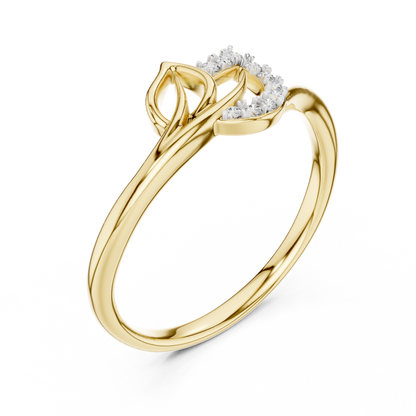 Swirl Leaf Contour Pave Set Lab Grown Diamond Ring