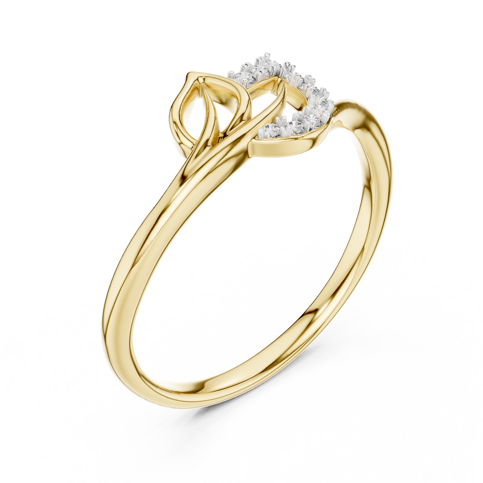 Swirl Leaf Contour Pave Set Lab Grown Diamond Ring