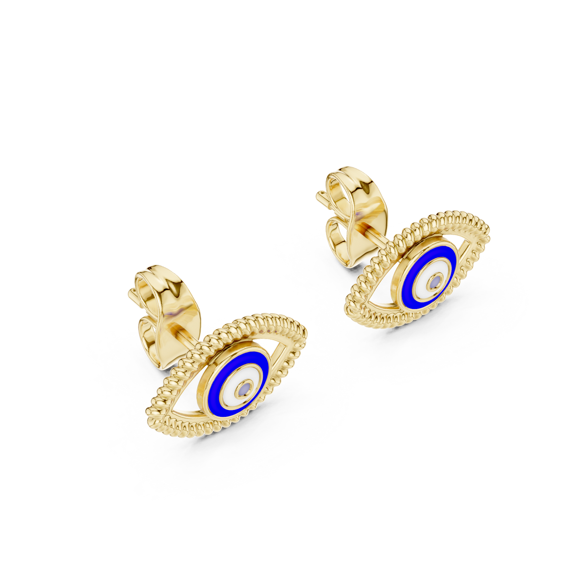 Evil Eye Enamel Gold Stud Earring