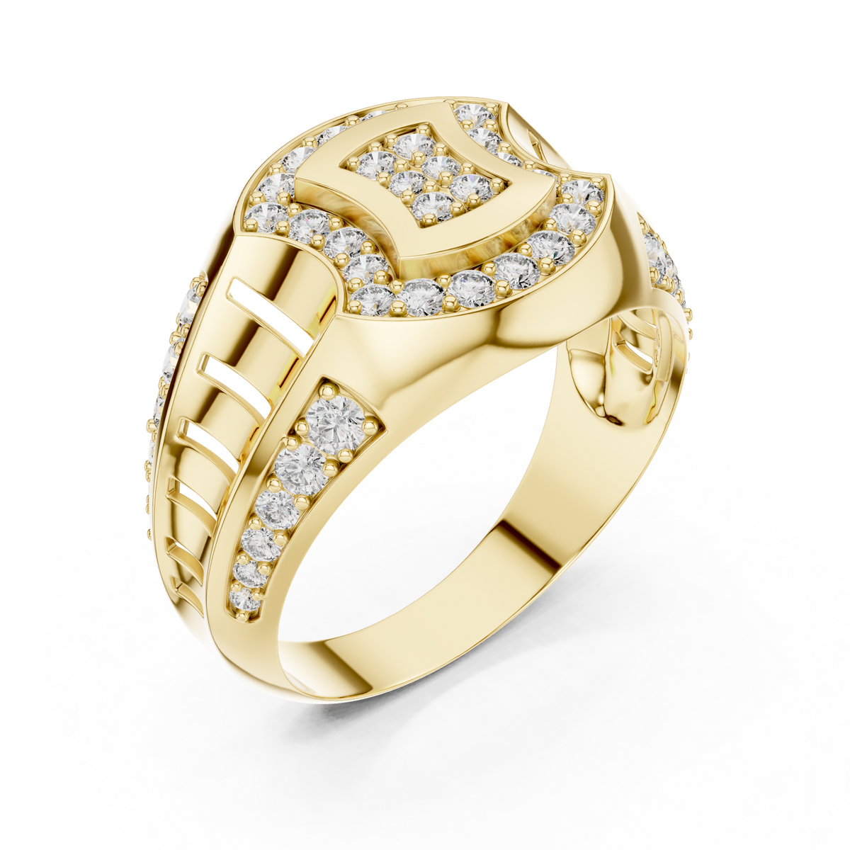 Incurved Quadrangular Pave Oval Halo Openwork Lab Grown Diamond Ring