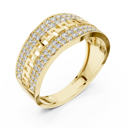 The Imperial Greek Key Center Openwork Double Row Pave Lab Grown Diamond Ring
