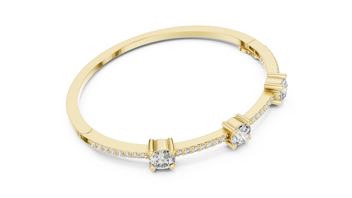 The Trinity Three-Stone Pave Lab Grown Diamond Bangle