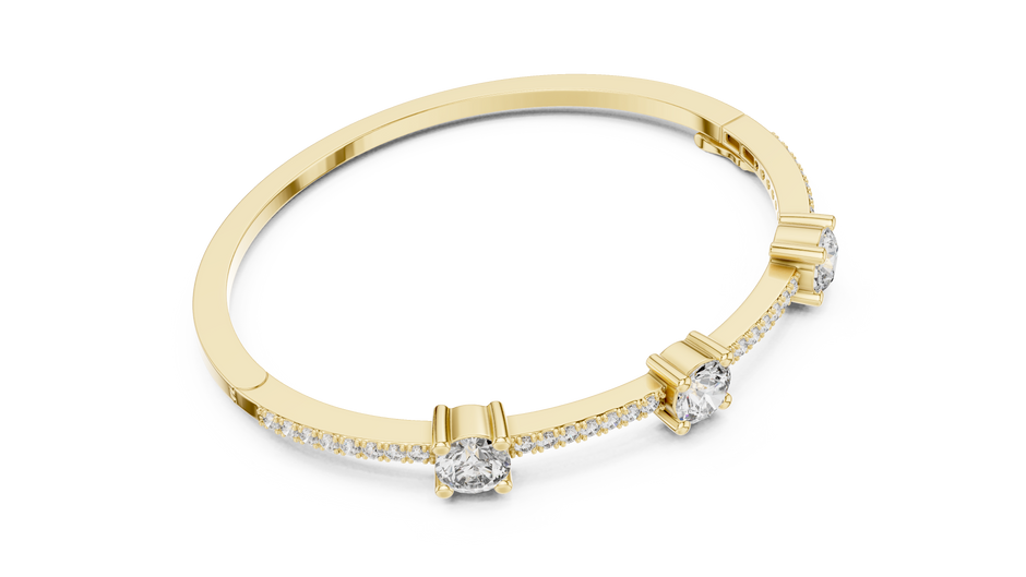 The Trinity Three-Stone Pave Lab Grown Diamond Bangle