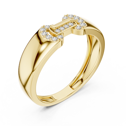 Interlocking Link Key Motif Pave Lab Grown Diamond Ring