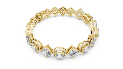 Alternating Halo Emerald & Kite-Set Asscher Lab Grown Diamond Tennis Bracelet
