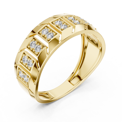 Wide Double Row Pave Diamond Fashion Band Lab Grown Diamond Ring