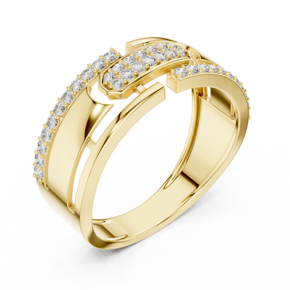 Gold Geometric Belt Buckle Diamond Band with Open Cutouts
