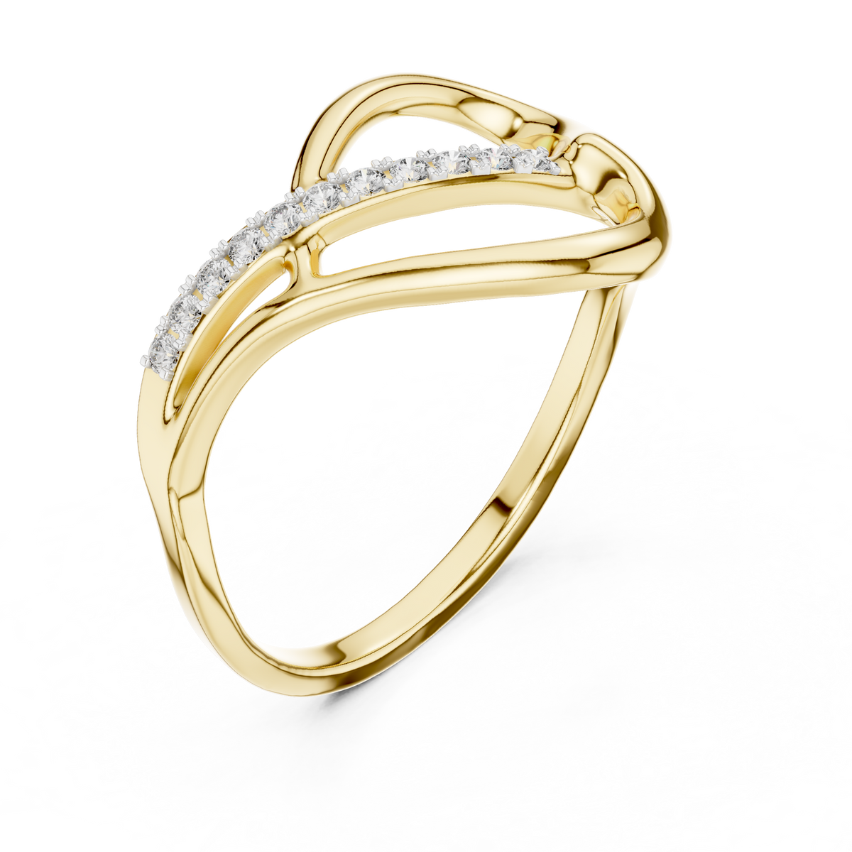 Abstract Open Sweep Pave Set Lab Grown Diamond Ring