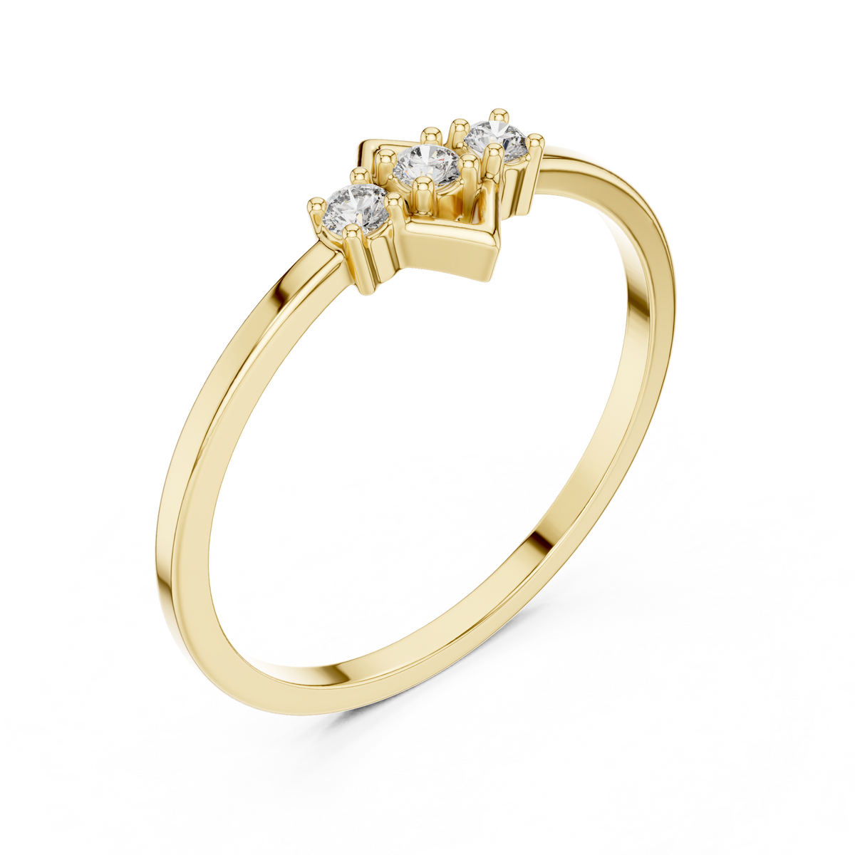 Three-Stone Lab Grown Diamond & Geometric Lozenge Stackable Band
