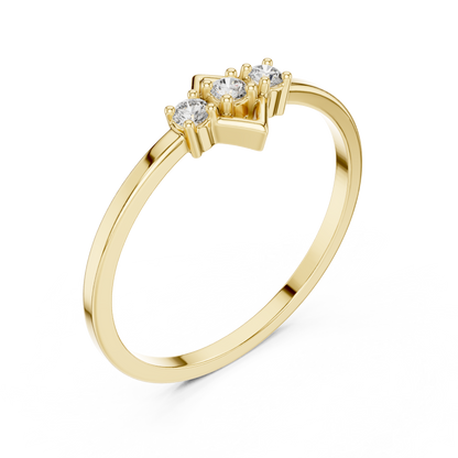 Three-Stone Lab Grown Diamond & Geometric Lozenge Stackable Band