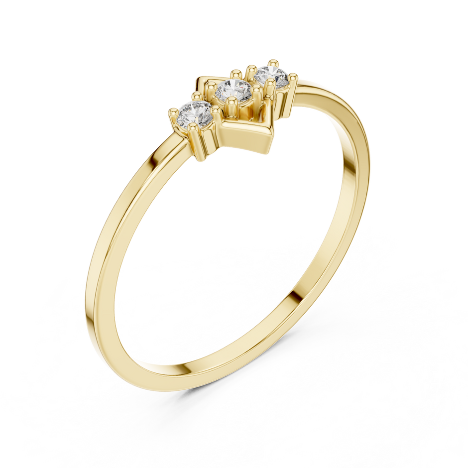 Three-Stone Lab Grown Diamond & Geometric Lozenge Stackable Band