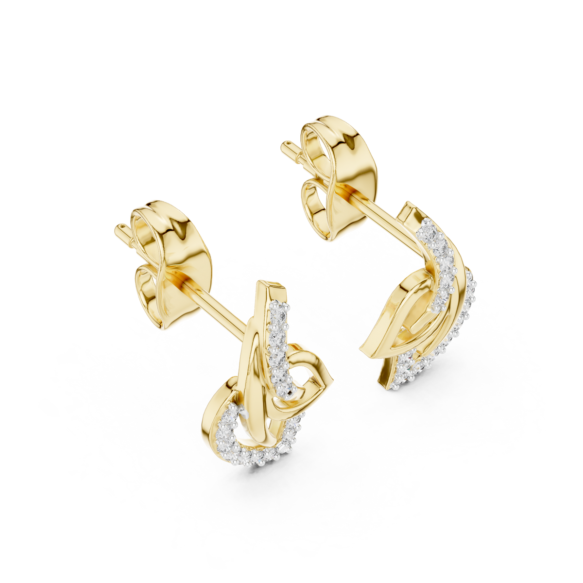 Round Pave Set Abstract Loop Lab Grown Diamond Earrings