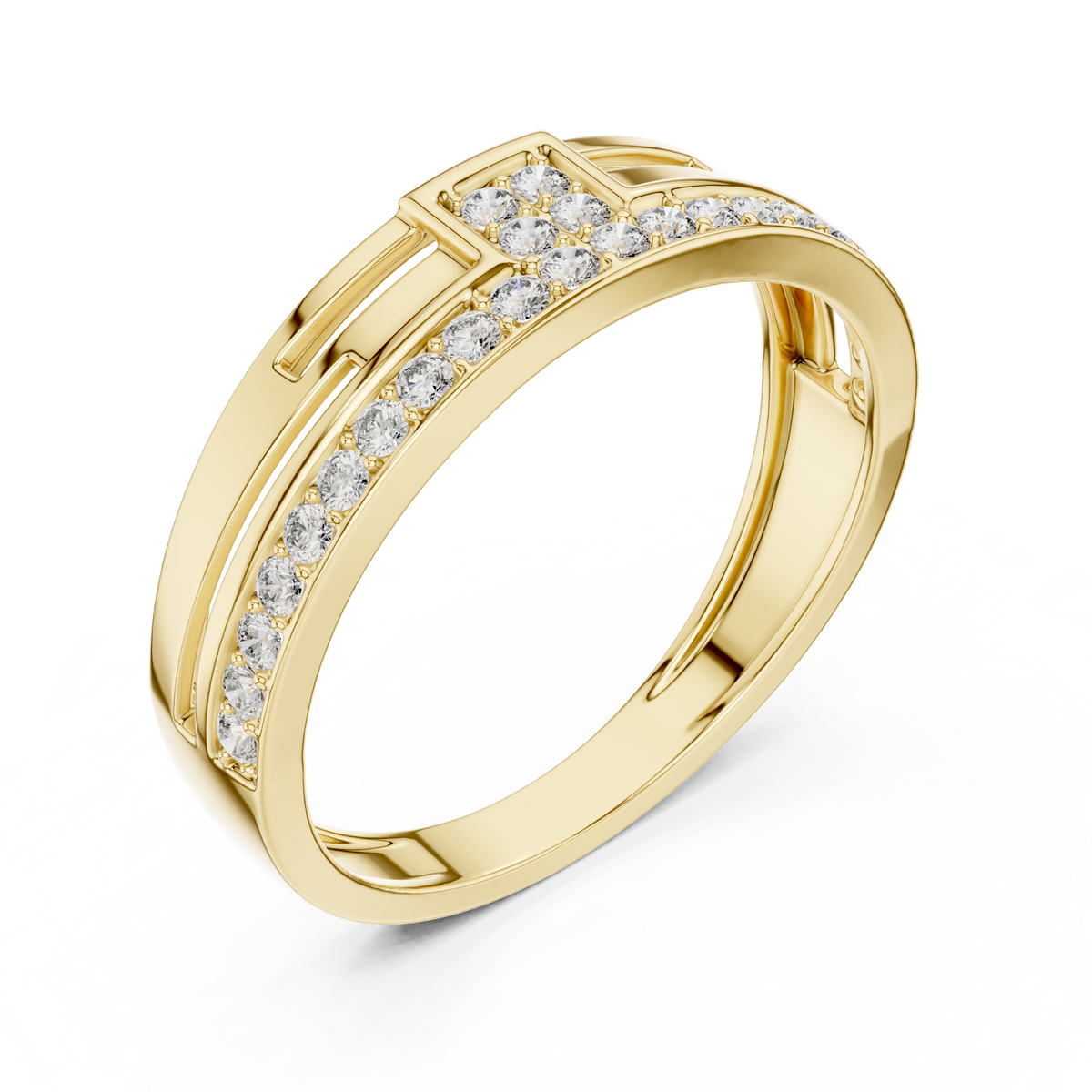 The Imperial Geometric Square Center Pave Channel Lab Grown Diamond Ring
