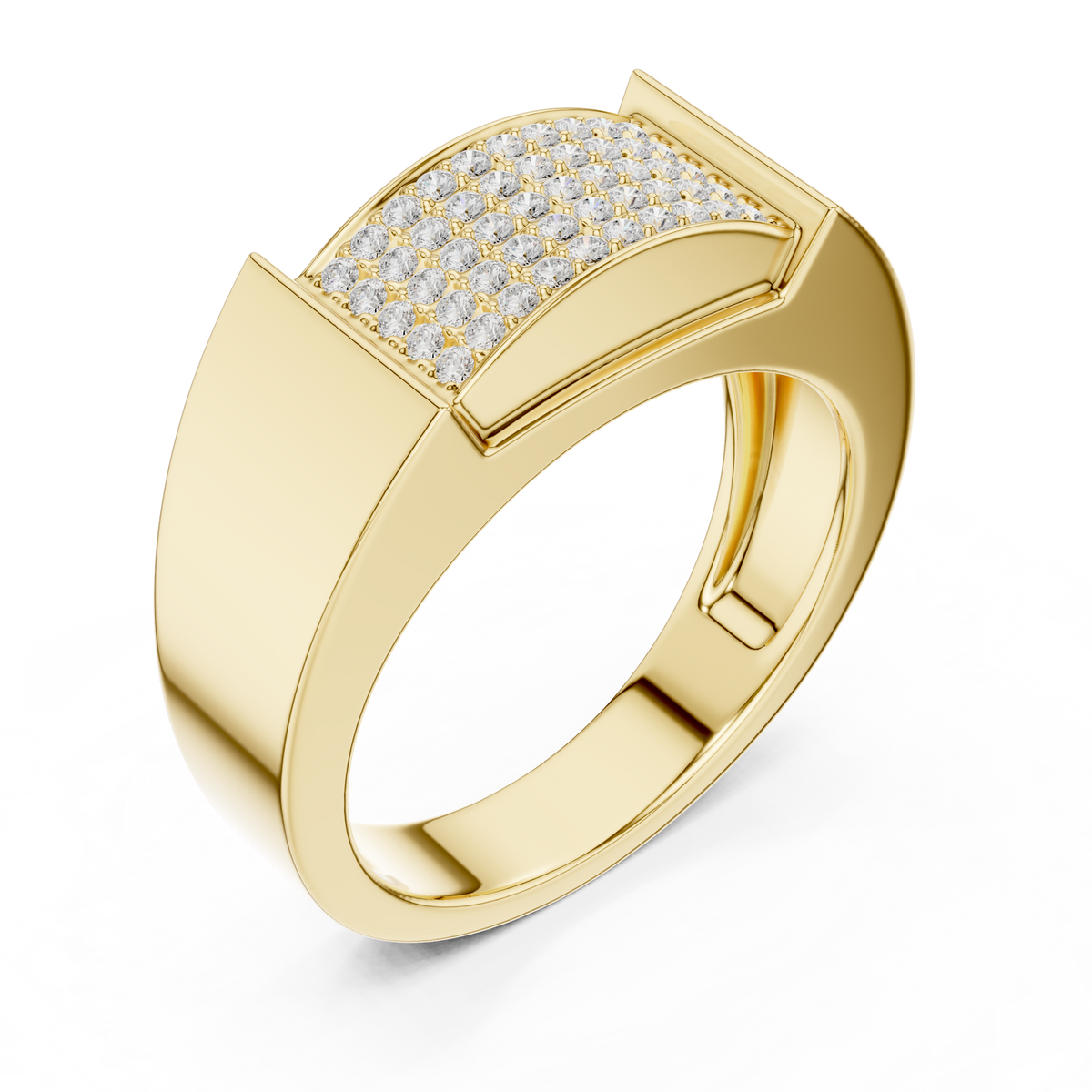 Multi Row Pave Center Round Shape Lab Grown Diamond Ring