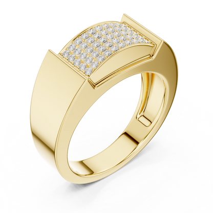 Multi Row Pave Center Round Shape Lab Grown Diamond Ring