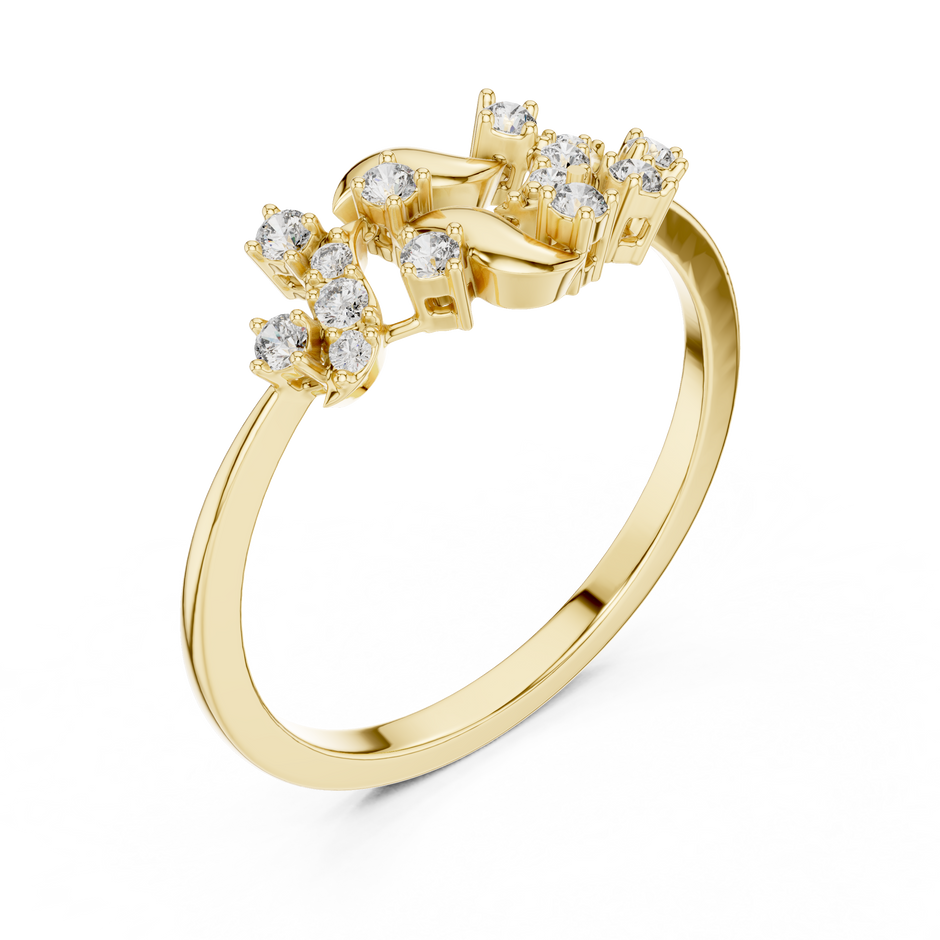 Vine & Leaf Motif Lab Grown Diamond Ring