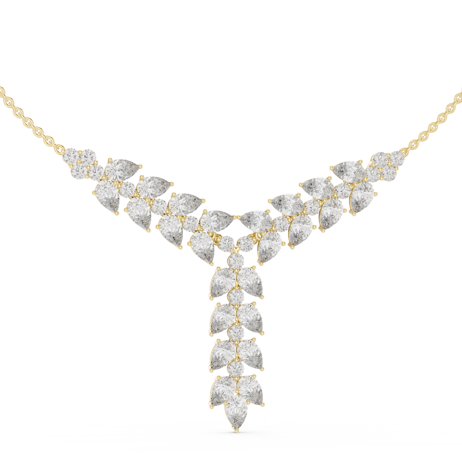 The Imperial Pear Cut Botanical Vine Y-Drop Lab Grown Diamond Pendant