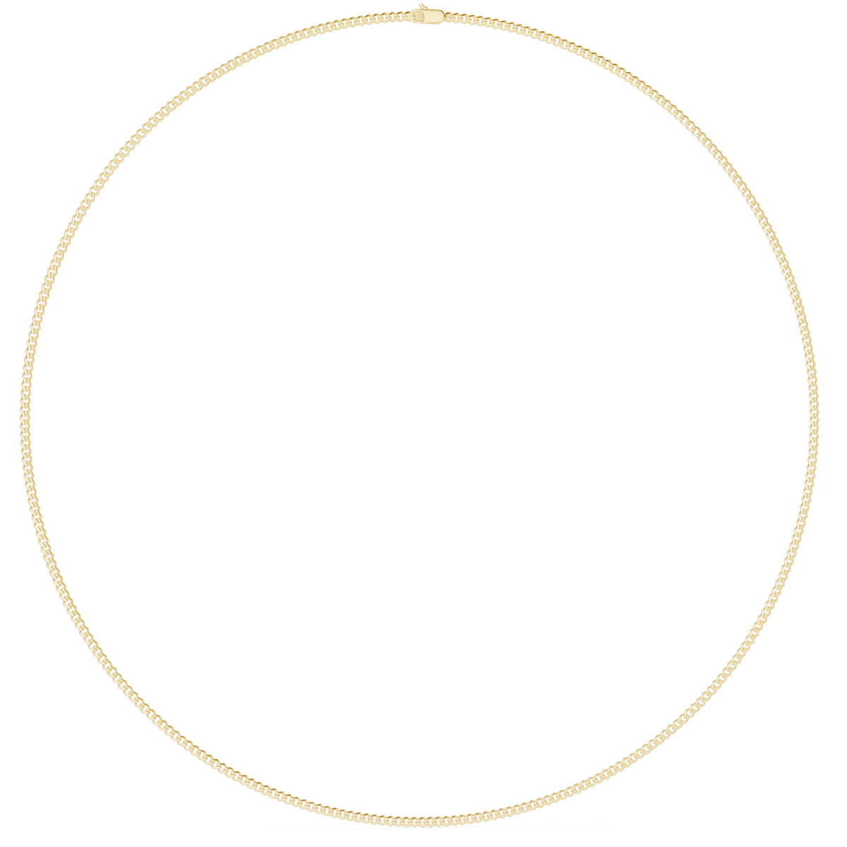 Classic Solid Gold Slim Cuban Link Chain Necklace