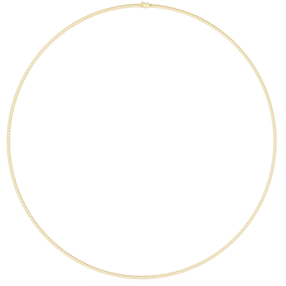 Classic Solid Gold Slim Cuban Link Chain Necklace