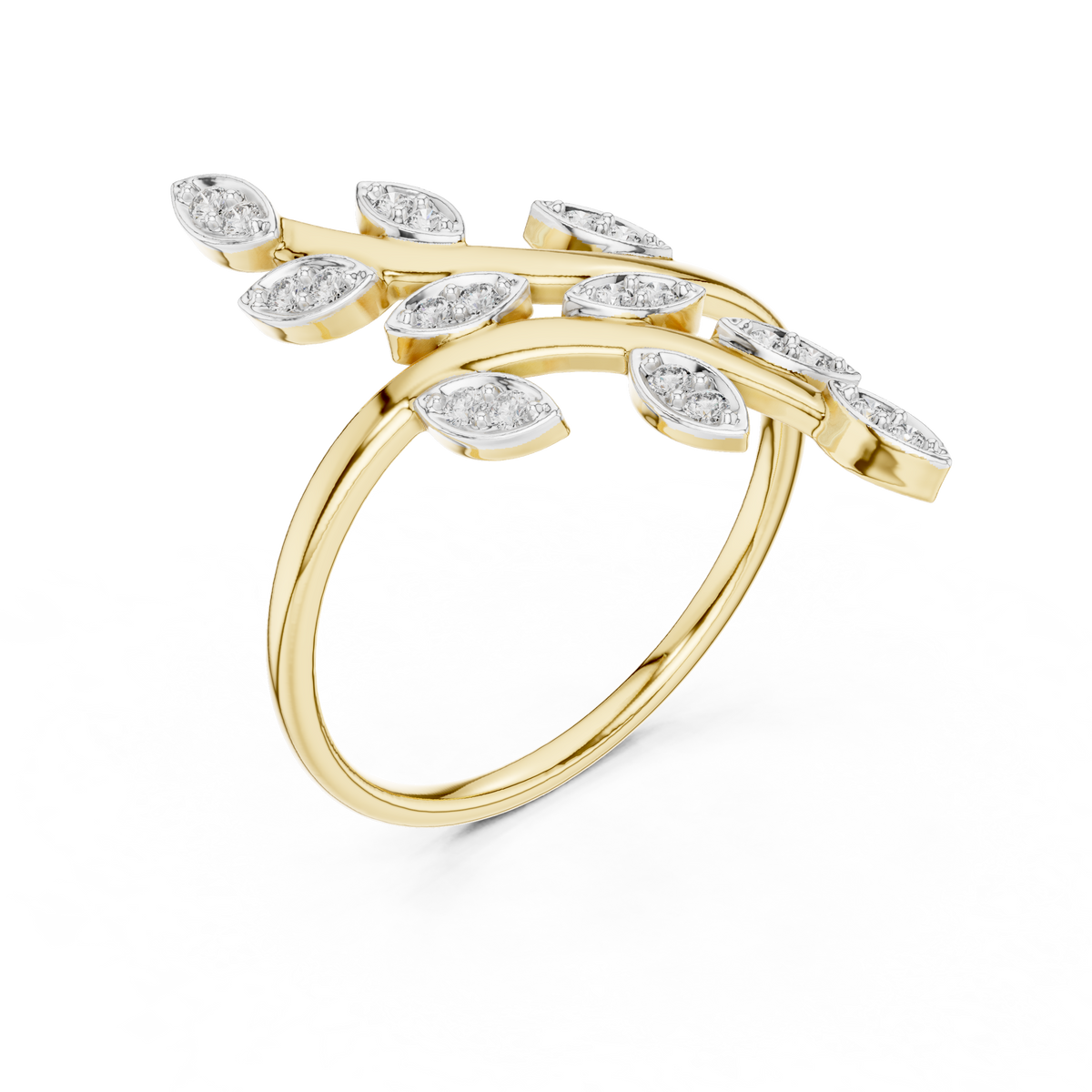 Bypass Botanical Leaf Cluster Lab Grown Diamond Ring