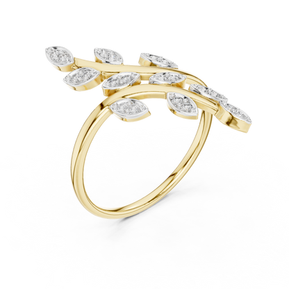 Bypass Botanical Leaf Cluster Lab Grown Diamond Ring