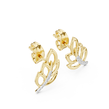 Round Cut Leaf Pave Lab Grown Diamond Earring