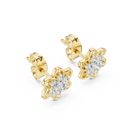Round Cluster Petal Lab Grown Diamond Earring