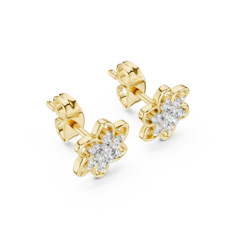 Round Cluster Petal Lab Grown Diamond Earring