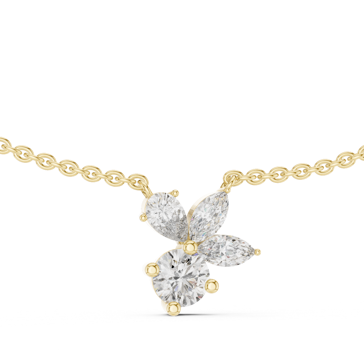 The Sweetheart Marquise Leaf & Round Floral Cluster Lab Grown Diamond Pendant.