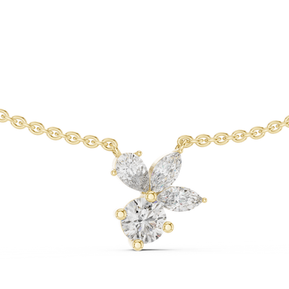 The Sweetheart Marquise Leaf & Round Floral Cluster Lab Grown Diamond Pendant.