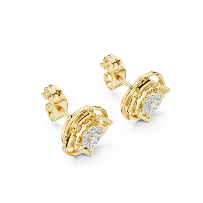 Round Cut Halo Geometric Lab Grown Diamond Earring