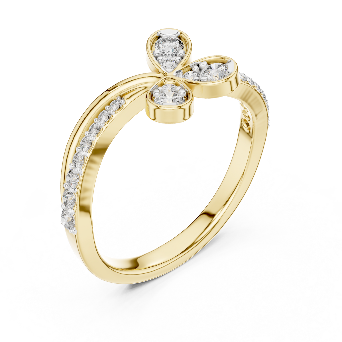 Bypass Butterfly Pave Set Lab Grown Diamond Ring