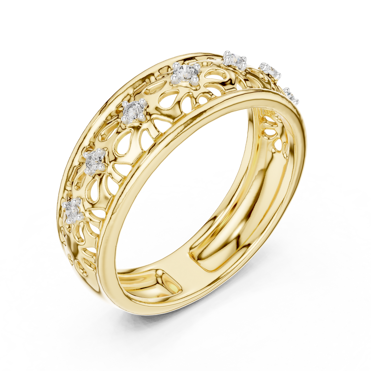 Filigree Scrollwork Pave Set Lab Grown Diamond Ring