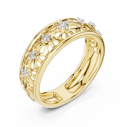 Filigree Scrollwork Pave Set Lab Grown Diamond Ring