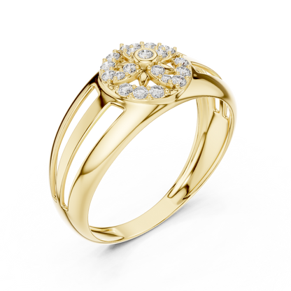 Circular Compass Wheel Pave Halo Openwork Lab Grown Diamond Ring