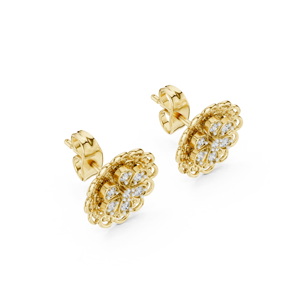 Round Cut Filigree Cluster Lab Grown Diamond Earring