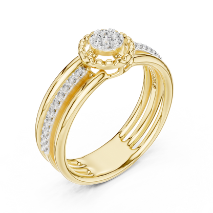 Multi Band Halo Center Pave Set Lab Grown Diamond Ring