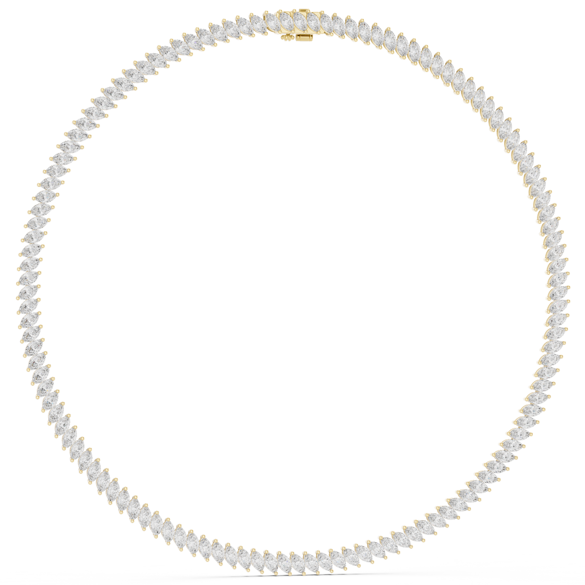 Graduated Angled Marquise Cut Lab Grown Diamond Tennis Necklace