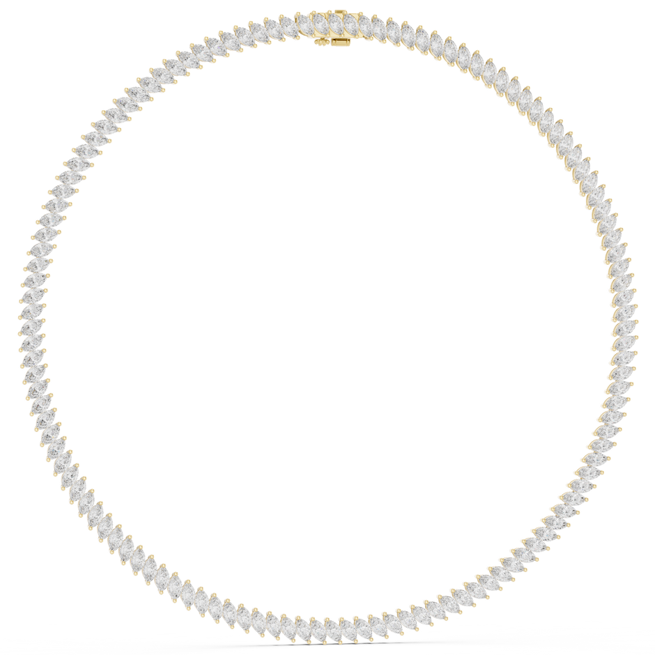 Graduated Angled Marquise Cut Lab Grown Diamond Tennis Necklace