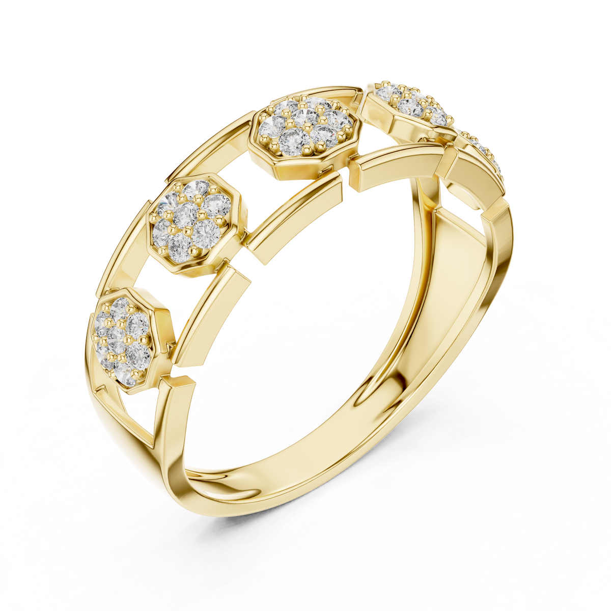 The Imperial Geometric Multi Octagon Pave Openwork Lab Grown Diamond Ring