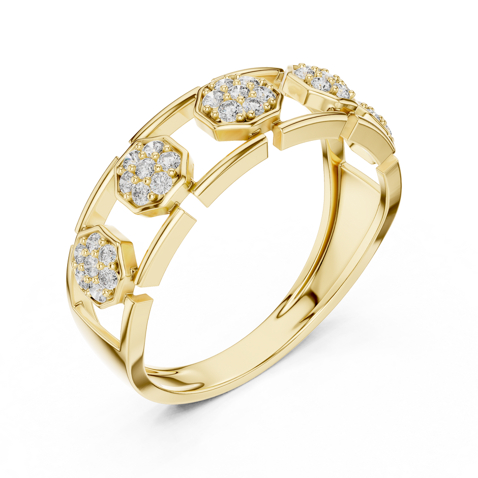 The Imperial Geometric Multi Octagon Pave Openwork Lab Grown Diamond Ring