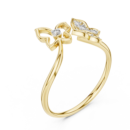 Dual Butterfly Pave Set Lab Grown Diamond Ring