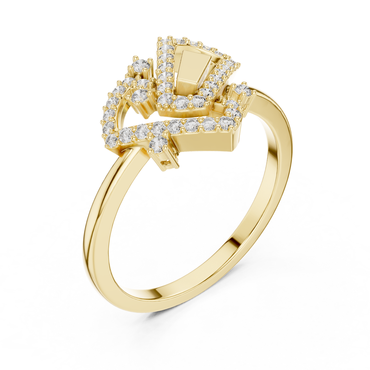 Interlocking Geometric Pave Lab Grown Diamond Ring