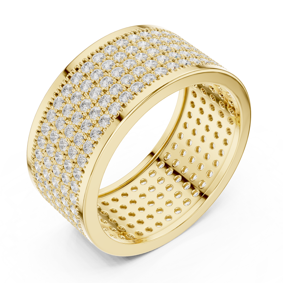 Multi Row Micro Pave Round Shape Lab Grown Diamond Ring Eternity Band