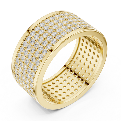 Multi Row Micro Pave Round Shape Lab Grown Diamond Ring Eternity Band