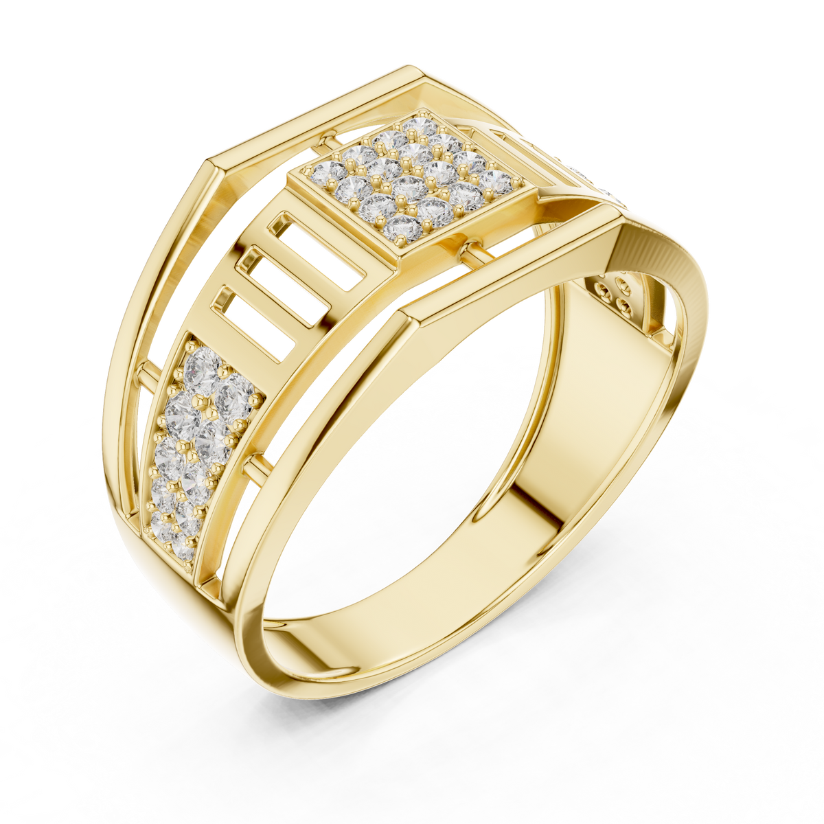 The Imperial Geometric Square Center Openwork Lab Grown Diamond Ring.