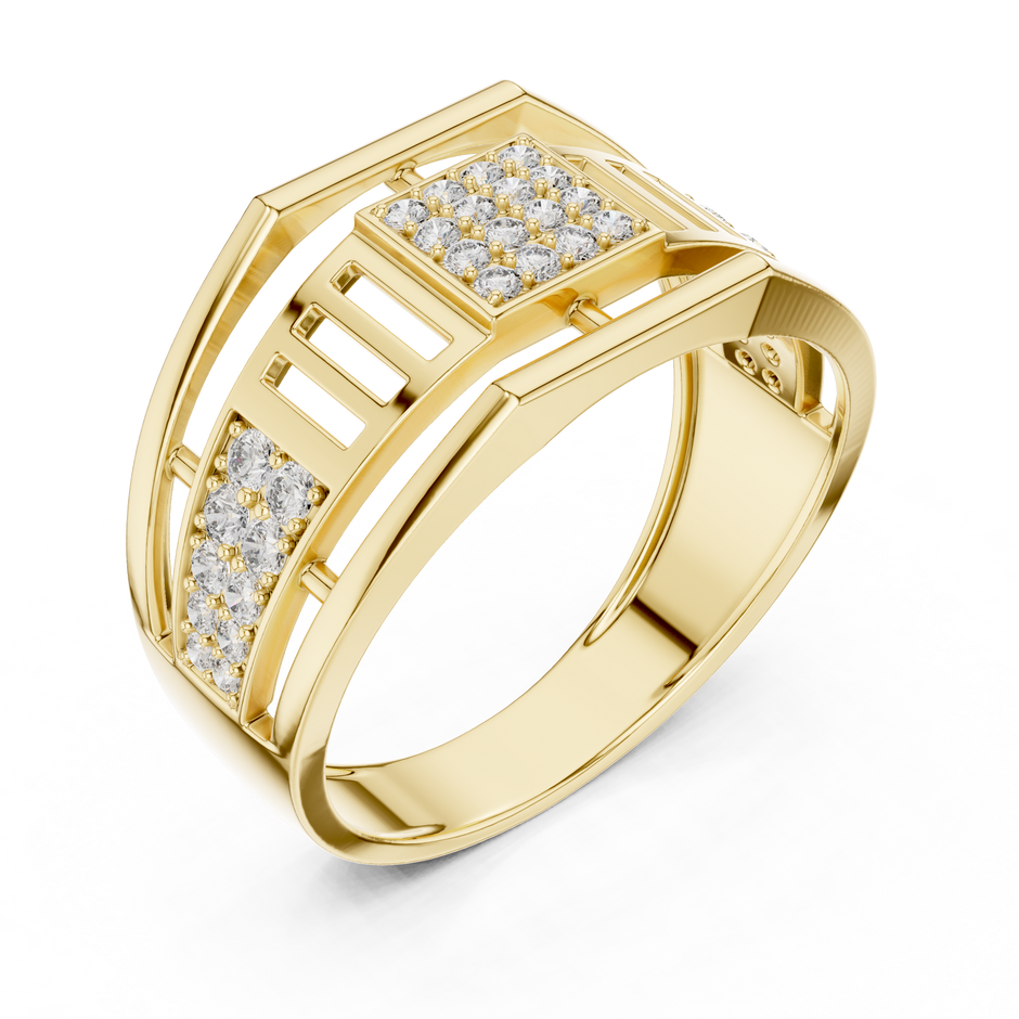 The Imperial Geometric Square Center Openwork Lab Grown Diamond Ring.