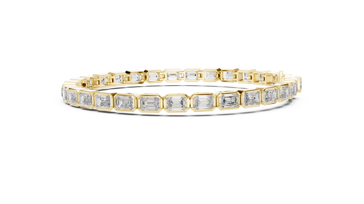 The Bezel Set Emerald-Cut Lab Grown Diamond Tennis Bracelet
