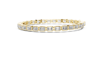 The Bezel Set Emerald-Cut Lab Grown Diamond Tennis Bracelet