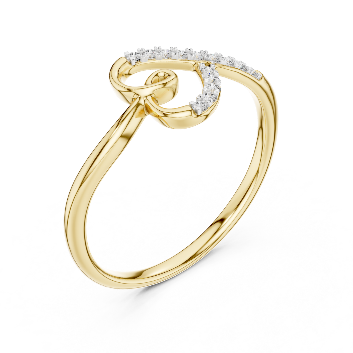 Swirl Heart Loop Pave Set  Lab Grown Diamond Ring
